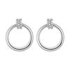 Minimalist Double Circle Rhinestone Copper Stud Earrings - Eye-catching for Work & Dates