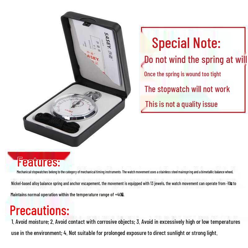 Metal Mechanical Stopwatch 30s - Ideal for Teaching Physics, Acceleration Experiments, Competitions and Timing.