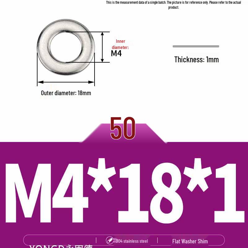 304 Stainless Steel Thickened Flat Washer / Ultra-thin Metal Gasket, Sizes M1.6-M10
