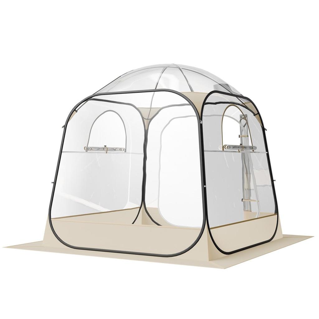 Pop up Sports Tent, 1.83x1.83 m Clear Bubble Tent for 2-4 Persons, Waterproof Outdoor Pod with Floor Mat & Top Cover, Garden Igloo Dome Tents Camping