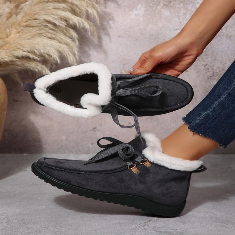 Fashionable and Comfortable Casual Short Boots Winter New Round-headed Lined Warm Anti-slip Casual Snow Boots Suitable for Women