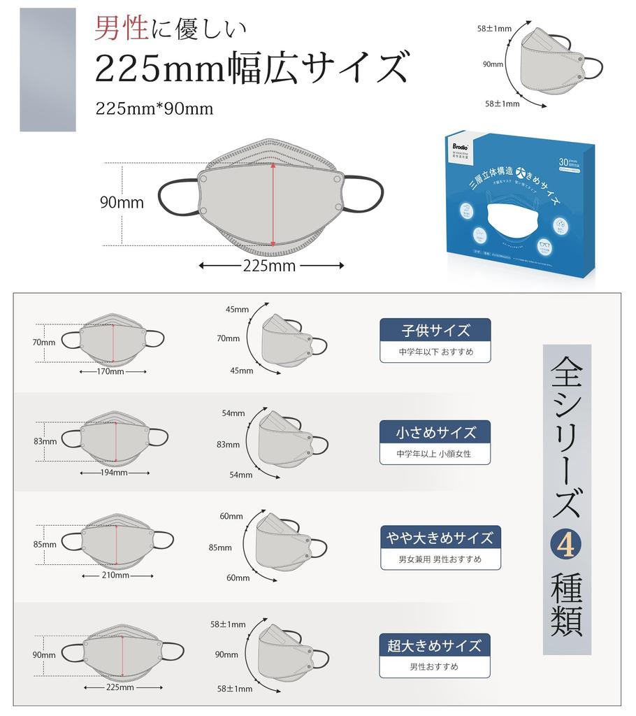 Large 3D Face Masks Suit Colors New Diamond Small Face 3D Japan Kaken Nose Easy Gentle on No Ear Individually 225mm Large 30 Greige x Navy [Standard &