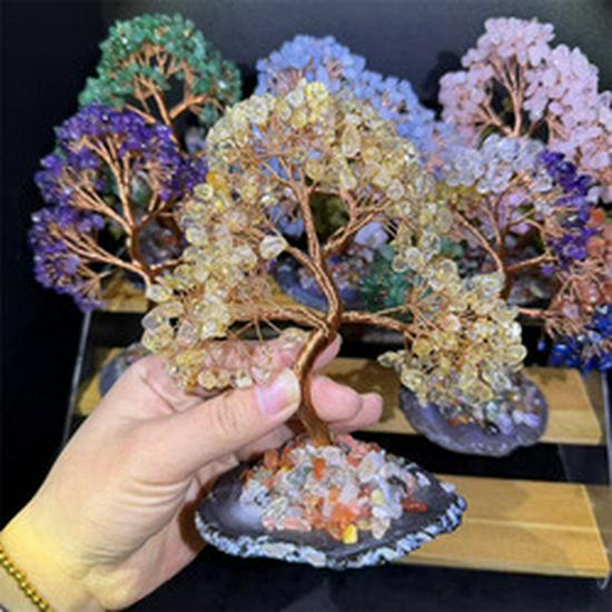 Natural Citrine Crystal Money Tree with Treasure Pot - Wealth-Attracting Home Decoration