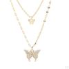 Butterfly Necklace Dainty Exquisite Double Layer Pendant Jewelry for Wedding Party