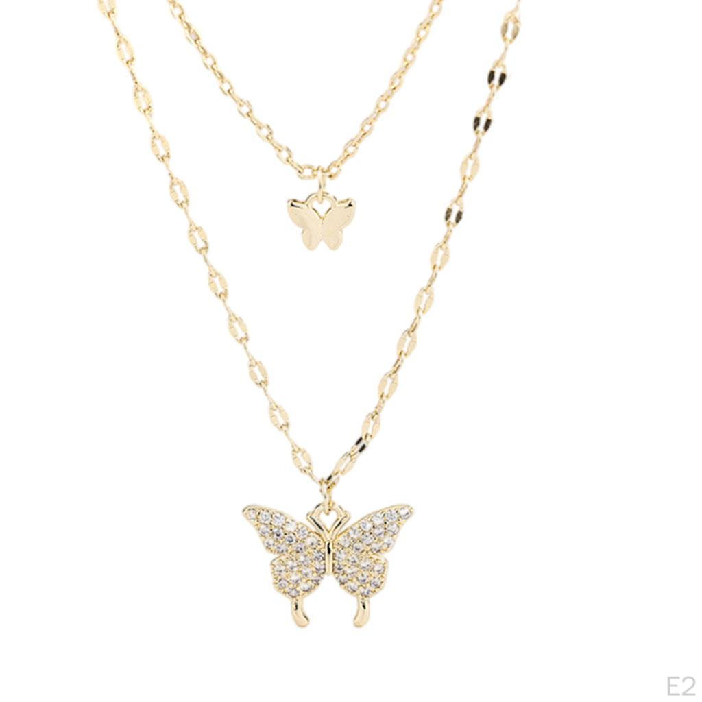 Butterfly Necklace Dainty Exquisite Double Layer Pendant Jewelry for Wedding Party