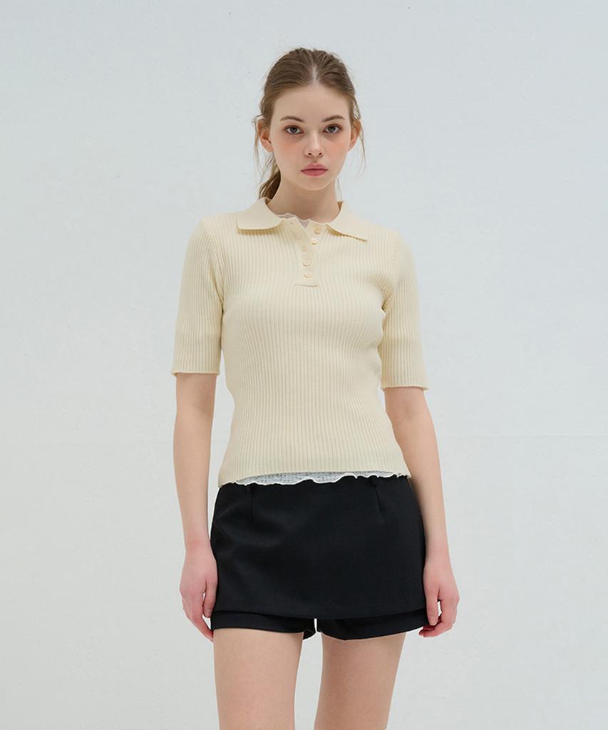 Kamino Ribbed Collar Knit Cream