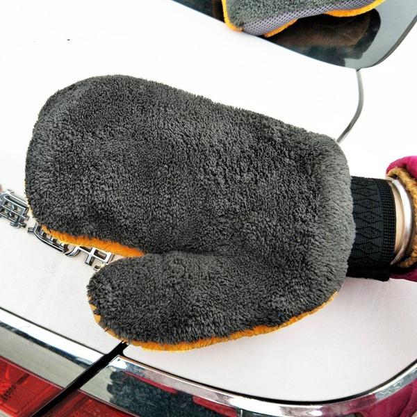 Neue praktische Doppel-Coral-Fleece-Handschuhe für die Autowäsche