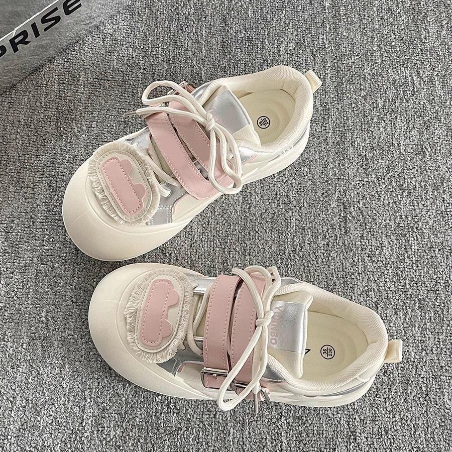 High-value little white shoes women's new niche design sense ugly cute thick-soled round head versatile trendy bread shoes