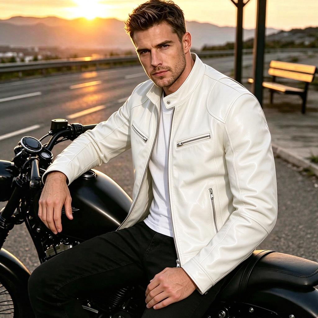 Men's stand-up collar locomotive PU leather jacket spring and autumn slim zipper leather jacket youth casual jacket multi-color optional