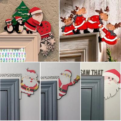 Weihnachts-Türrahmen-Dekoration Weihnachtsmann Holz-Weihnachtsdekorationen Frohes Neues Jahr 2025 Türrahmenverkleidung Holz Weihnachtsdeko