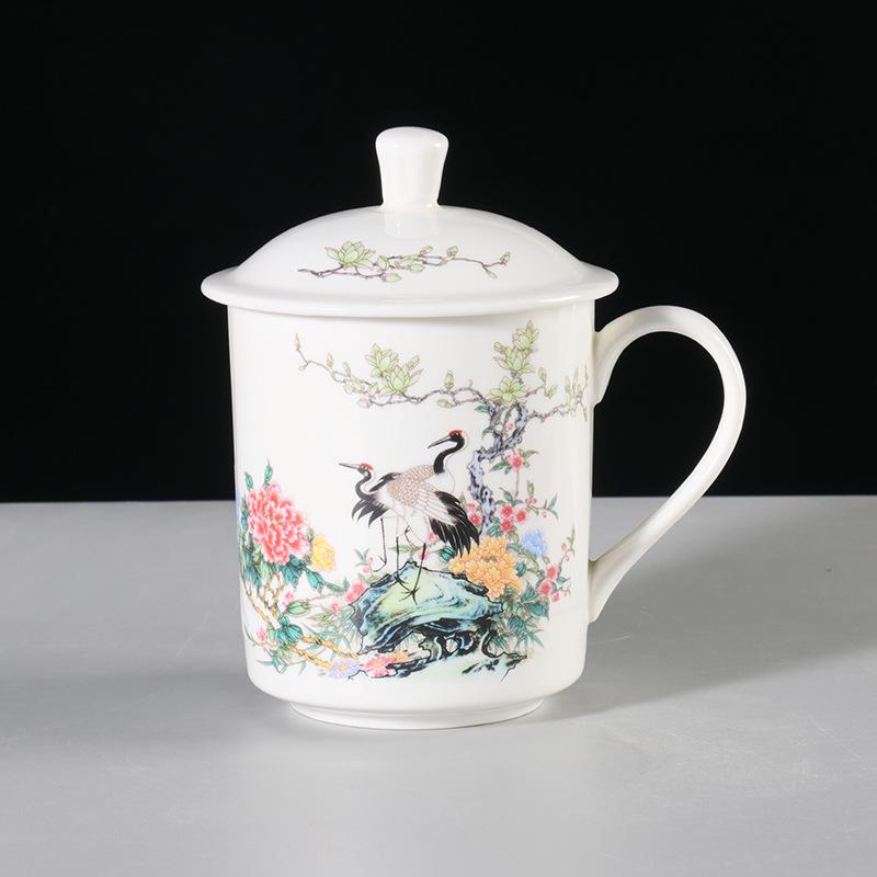 Jingdezhen Ceramic Tea Cup with Lid - Large Capacity for Office & Meetings
