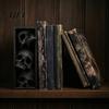 Dark Fantasy Home Ornaments 3Pcs Halloween 3 Tier Skull Bookends, Gothic Resin Bookshelf Decor for Office, Skeleton Statue Bookshelves Spooky