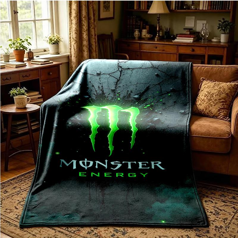 Coperta Throw Monster Drink Coperte in Flanella Peluche per Divano Letto Regali per Uomini Donne Coperta da Viaggio Picnic Regali per Fan di Natale