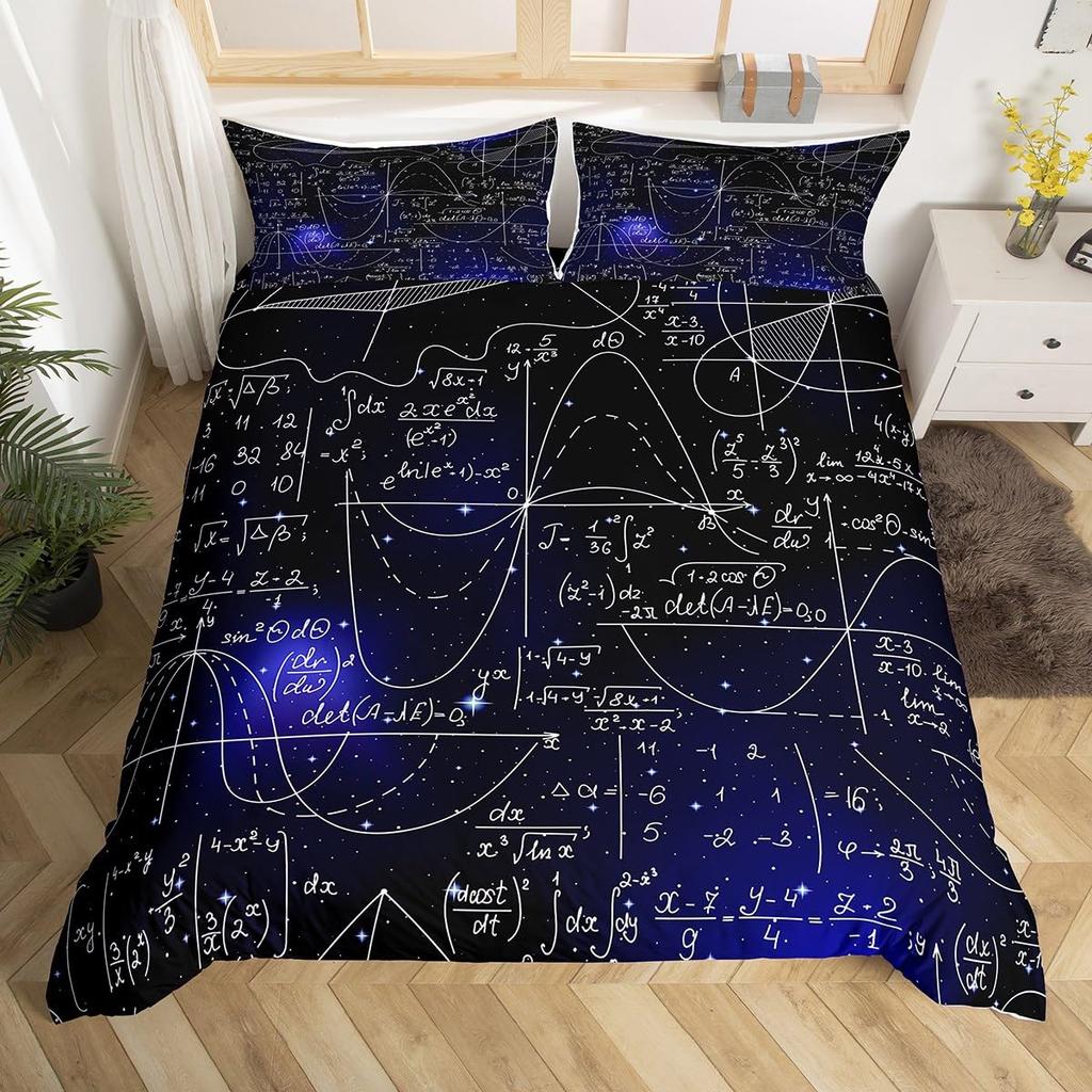 Science Formula Bedding Set Queen Chemical Elements Science Theme Duvet Cover for Boys Girls School Educational Dorm Room Decor