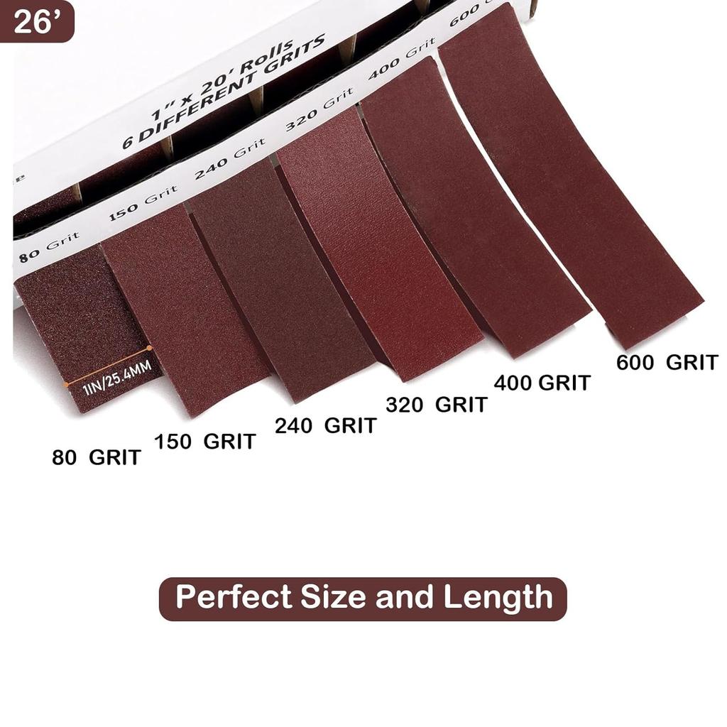 Emery Cloth Roll, 6 Grits Sandpaper Assortment for Metal Automotive Furniture Wood with Dispenser
