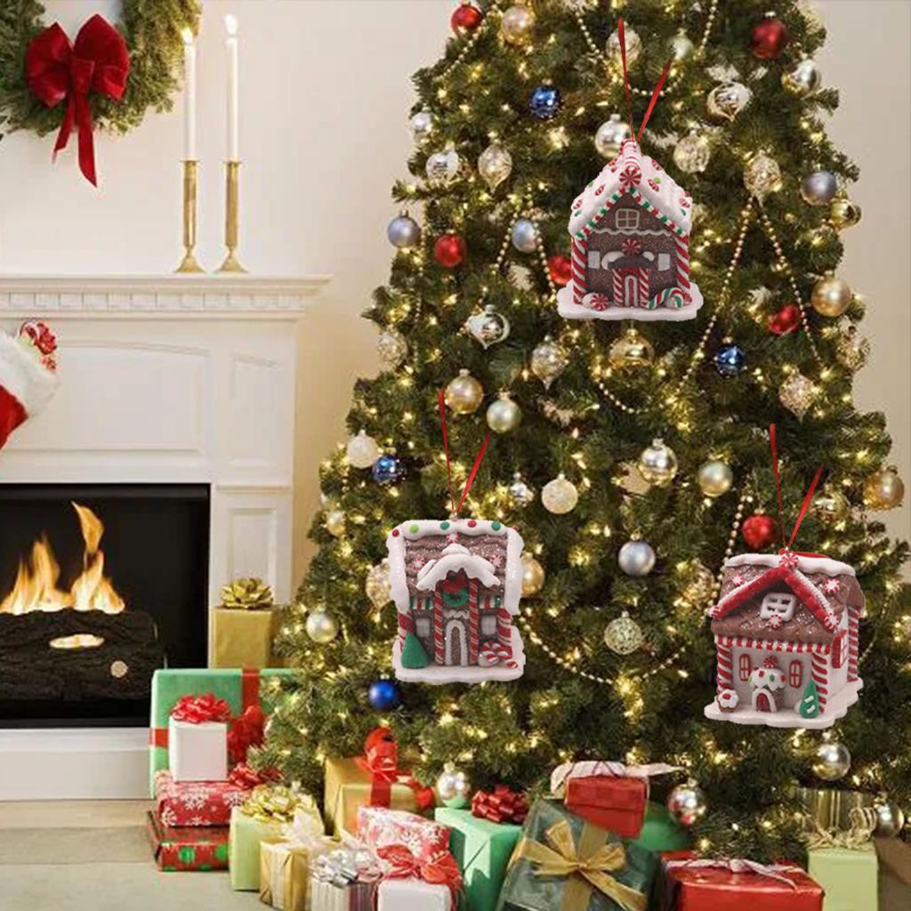 New Christmas Tree Mini House Ornament Cute Bread Style Xmas Decoration Pendant Holiday Gift