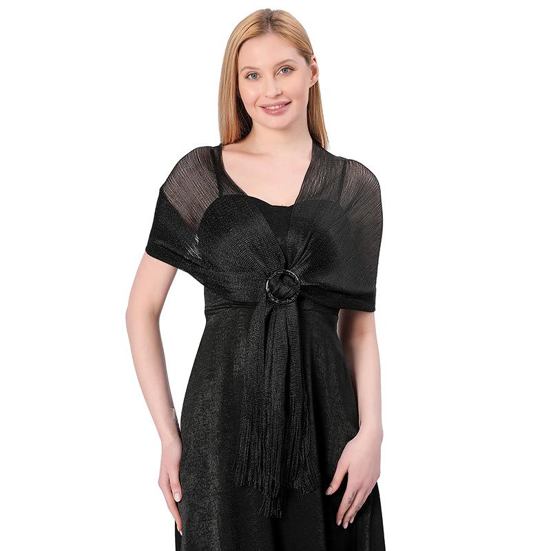 Gold- & Silberfaden-Schal: Braut-, Brautjungfern-, Abschlussball-, Partykleid-Accessoire mit Schnalle