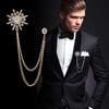 Zinc Zinc Alloy Men Brooch Tassel Chain Suit Lapel Pin Personality Star Tassel Brooch  Collar Decoration