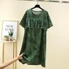 2025 Summer Floral Cotton and Silk Midi Dress - Short Sleeve, Loose Fit Nightgown