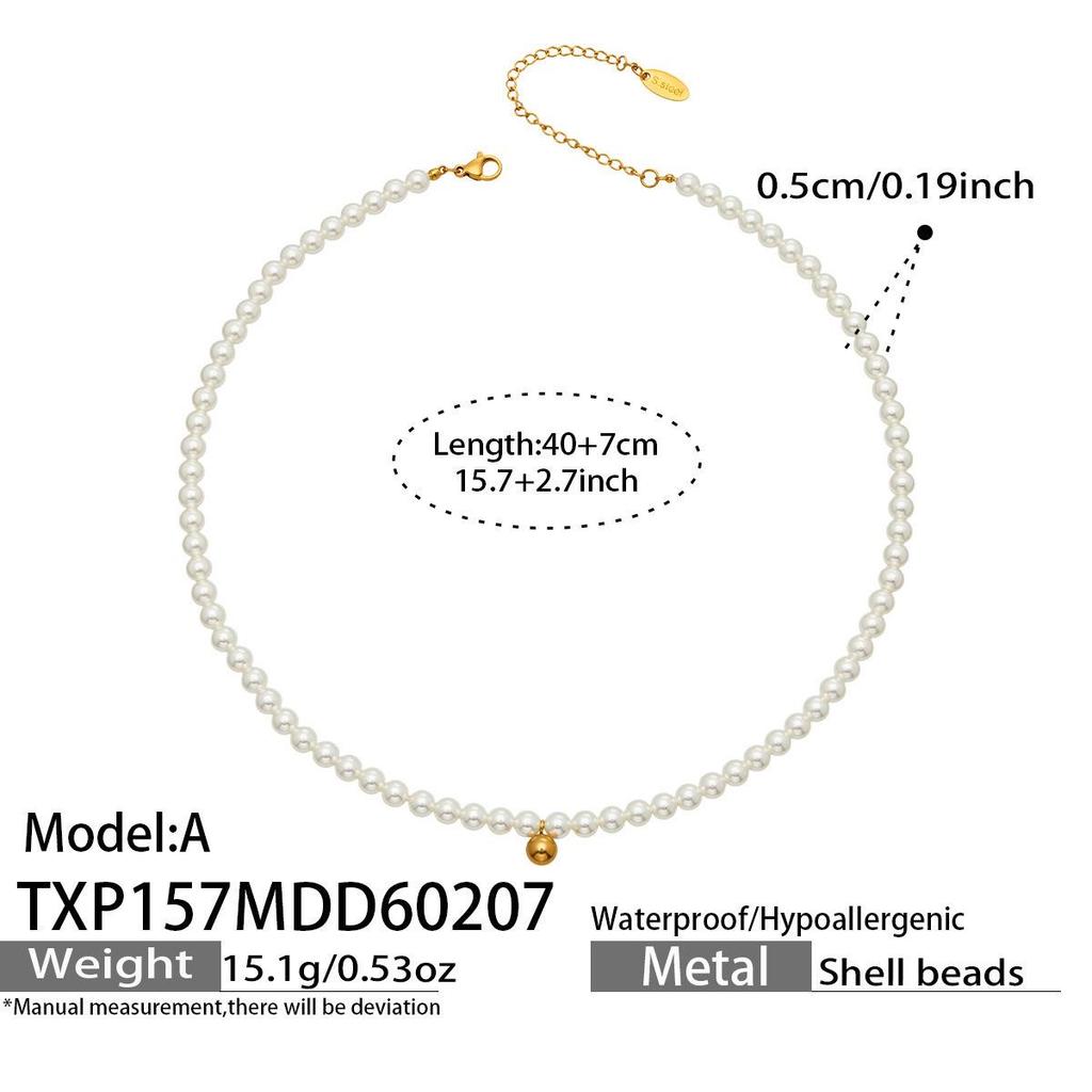 Mili Exquisite Pearl Beaded Necklace & Stainless Steel Bracelet Jewelry Set for Women