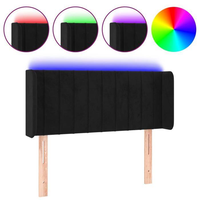 VidaXL Tête de Lit à LED Meuble de Chambre à Coucher Accessoire de Lit Simple Tête de Cadre de Lit Intérieur Noir 3123506