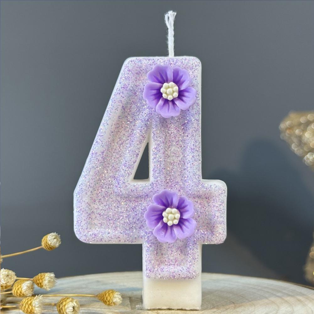 1pc Number 0-9 Candle Cake Topper Butterfly Flower Shaped Birthday Anniversary Party Cake Number Candle Decoration