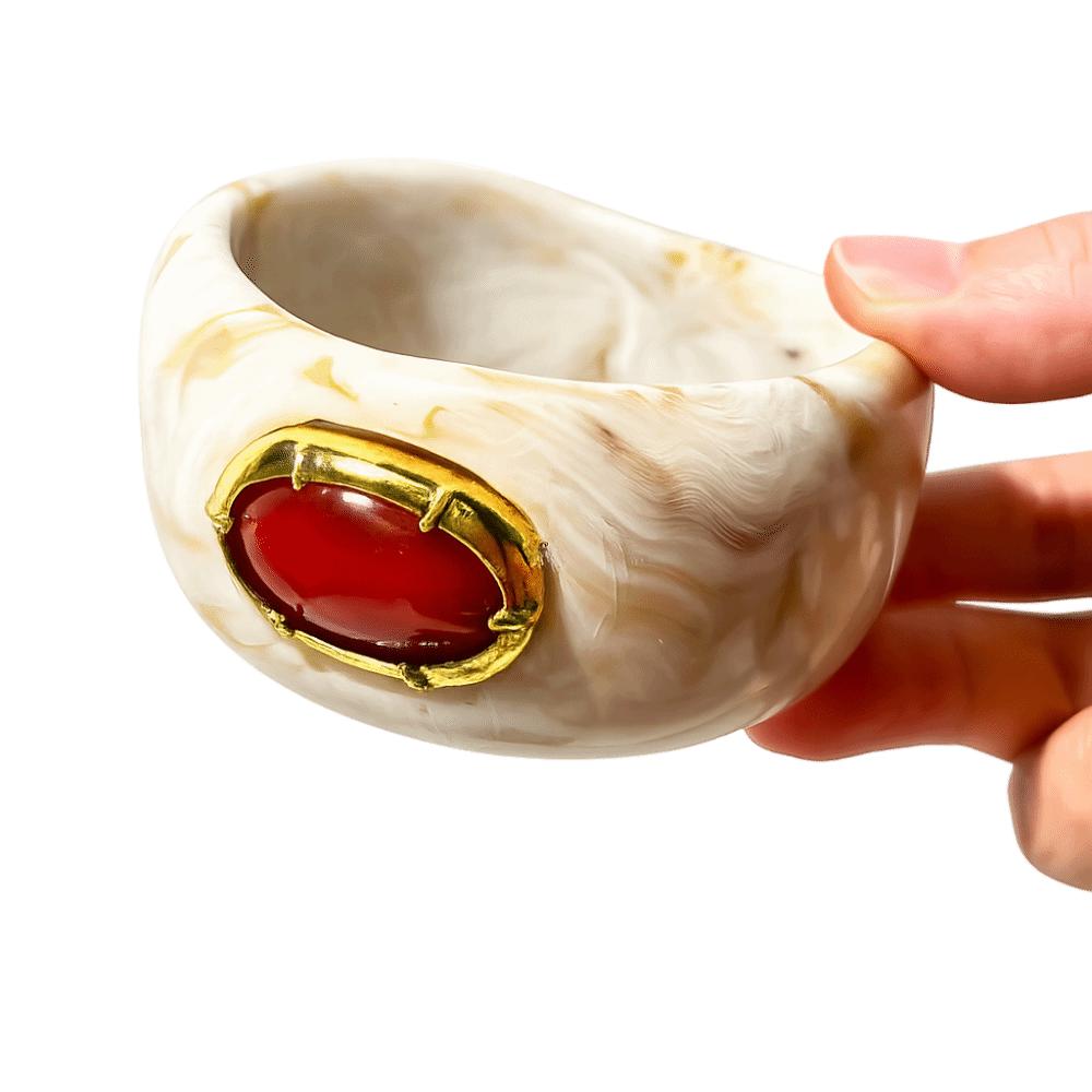 Irregular Geometric Wide Bangle Exaggerated Chunky Cuff Vintage Resin Acrylic Bracelet  Punk бежевый
