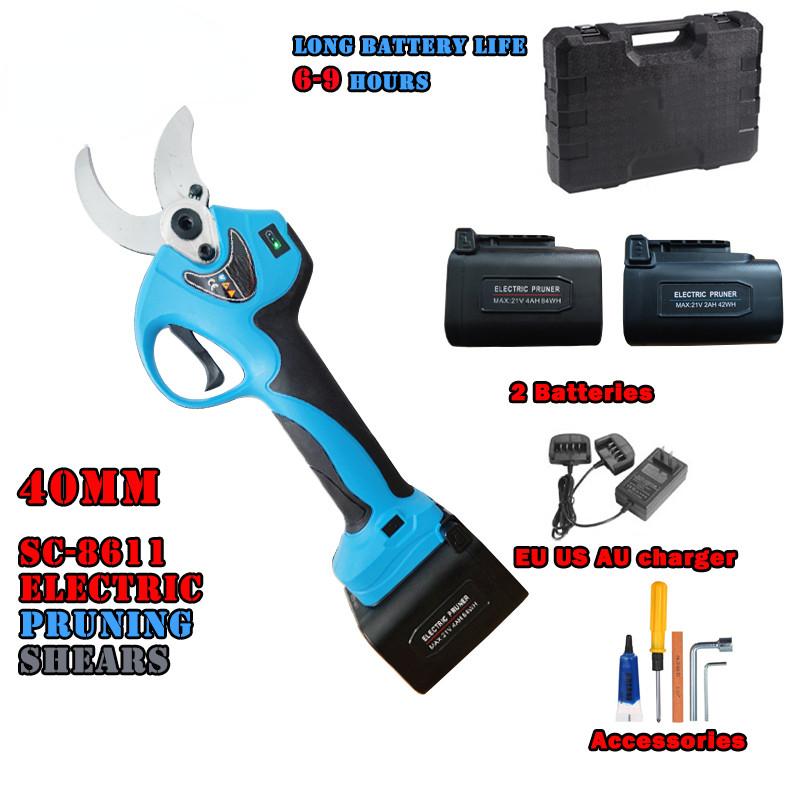 21V 40mm Lithium-ion Pruning Shear Efficient Scissors Bonsai Tree Branches Garden Tools Cordless Portable Electric Pruner