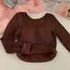 Women's Slim Fit Square Collar Long-Sleeved T-Shirt with Chest Pads for Autumn and Winter