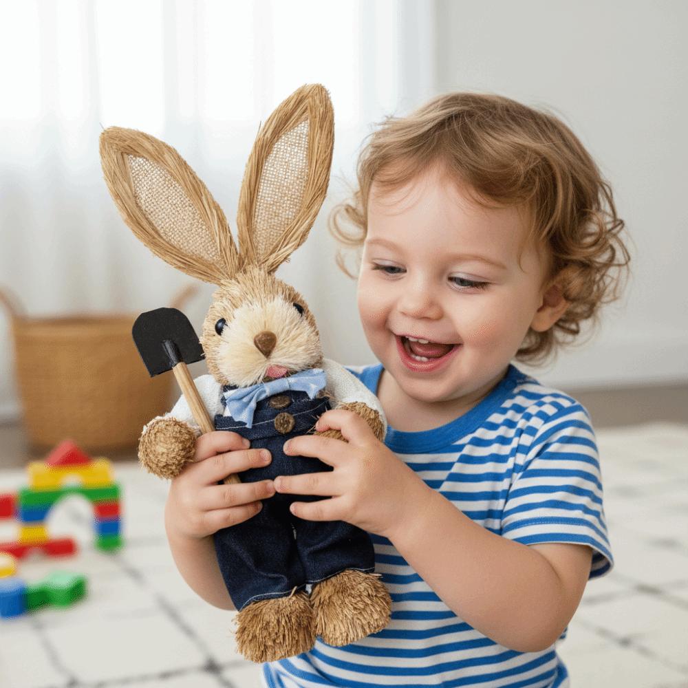 Realistic Design Woven Bunny 35cm Size Bunny Figure Easter Straw Rabbit  Window Display