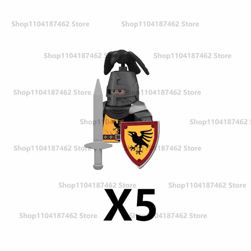 Medieval Military Castle Knight Army Set Building Blocks Green Dragon Wolf Warrior The War of Roses War-horse Weapons Brick Toys