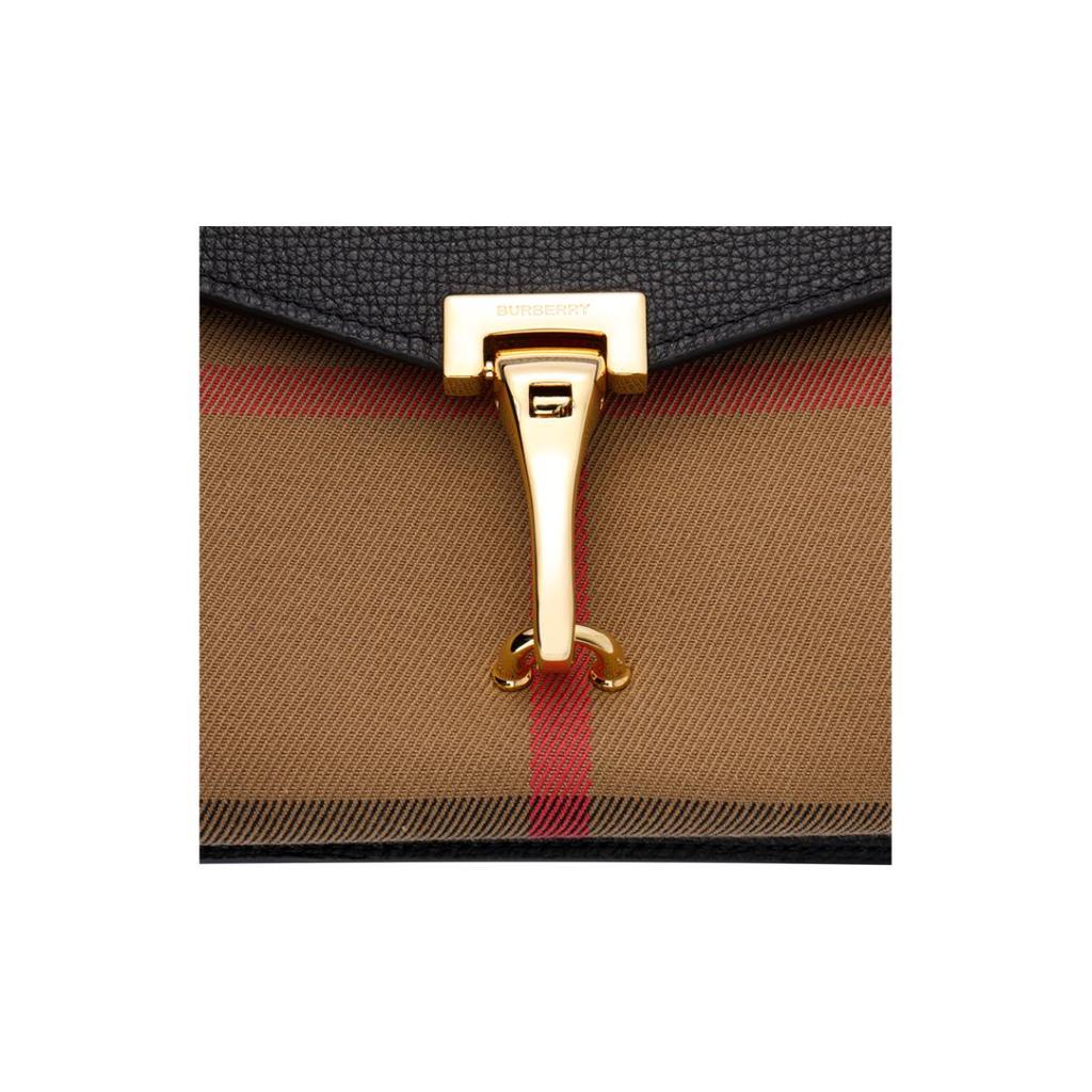 Burberry Karomuster Schnallenverschluss Rindsleder Schulter Crossbody Tasche für Damen in Schwarz und Braun