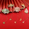5 Pcs Chinese Style Bookmarks Page Markers Reading Bookmarkers Leaf Shape Bookmarks Metal Bookmarks with Tassels