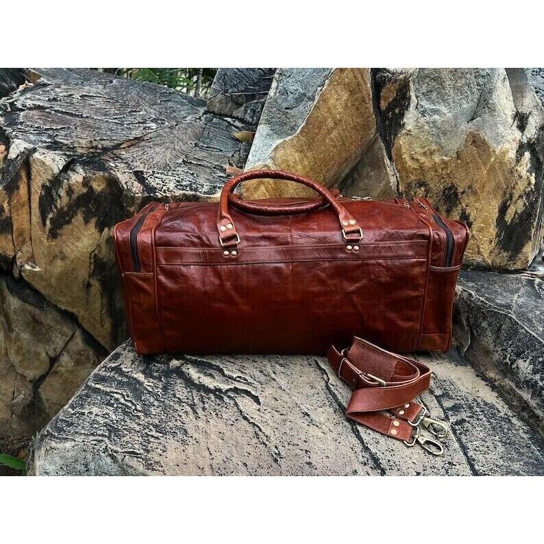 Big Sale Men Vintage Handmade Travel Luggage Duffle Gym Bags Tote Goat Leather