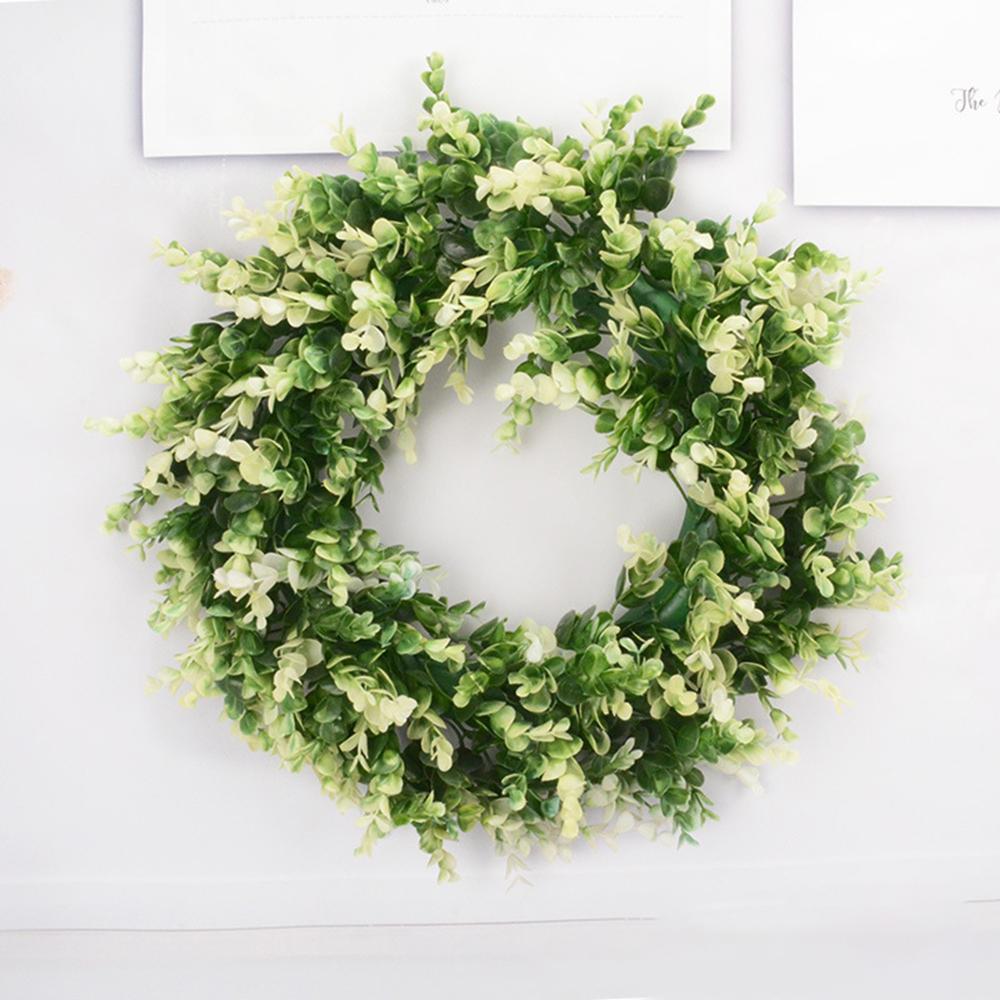 Living Room Decor Artificial Eucalyptus Wreath Garden Christmas Door Decor Faux Plant Flower Ring Home Decorative Accessory