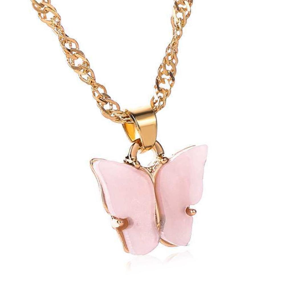 Elegant Butterfly Acrylic Pendant Necklace Sweet Stylish Jewelry Accessory for Women Trendy Gifts Ideas Casual Wear