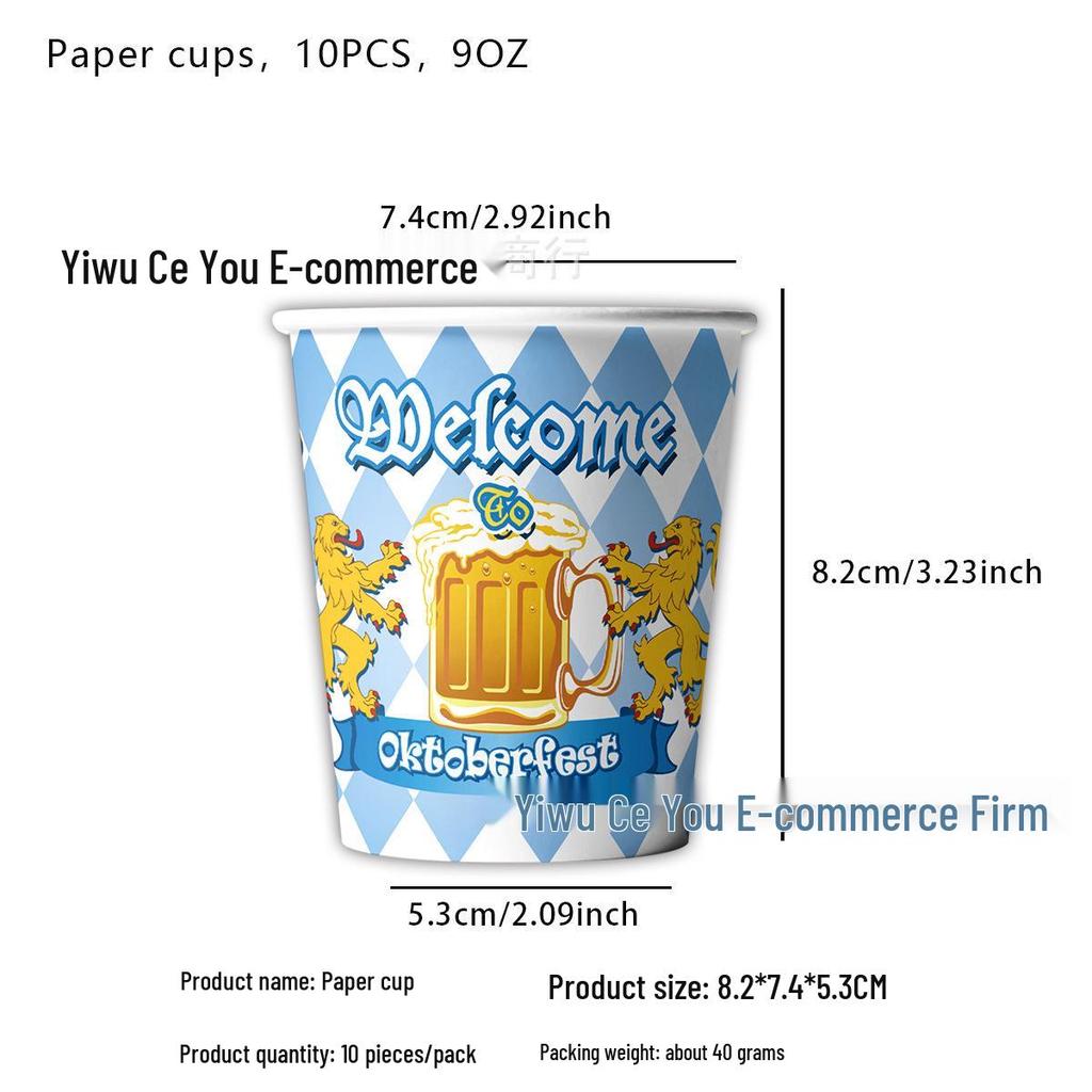 Oktoberfest Party Disposable Set: Plates, Cups, Tablecloth, Bunting, Knives, Forks, Spoons