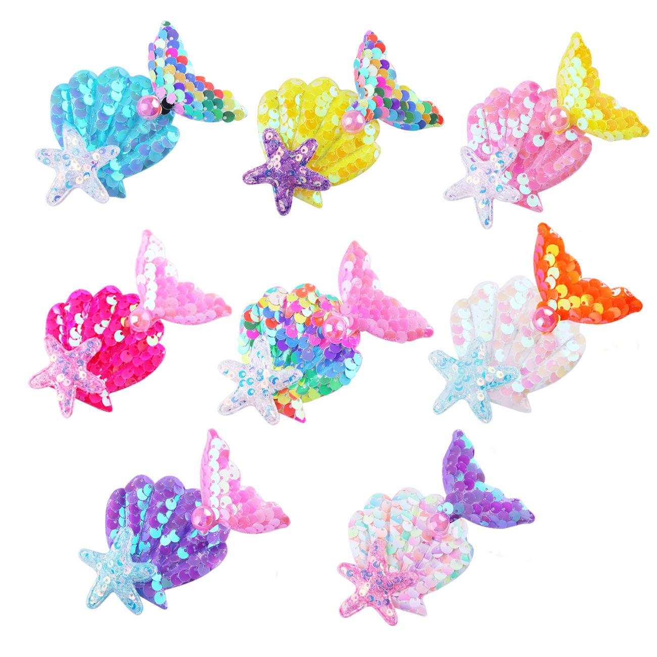 

8 шт. Ракушки Жемчуг Морская звезда Заколки для волос Принцесса Русалочка Заколки-крокодильчики для девочек Подарок на день рождения Рождественский подарок