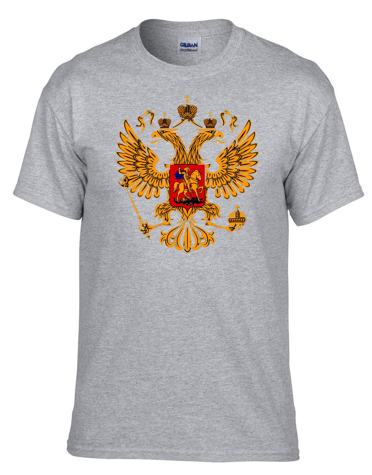 26 Russia Coat of Arms Rossiya Russia Grey T-Shirt -315_Grey- Unisex T-Shirt XXXL