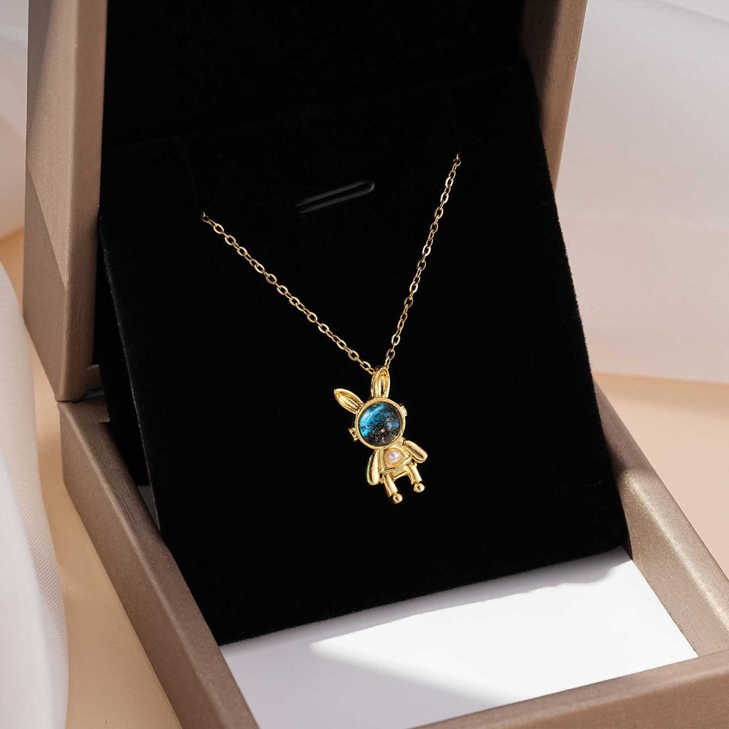 Titanium Steel Star Necklace for Women Planet Moon Astronaut Pendant Necklaces Jewelry Gifts