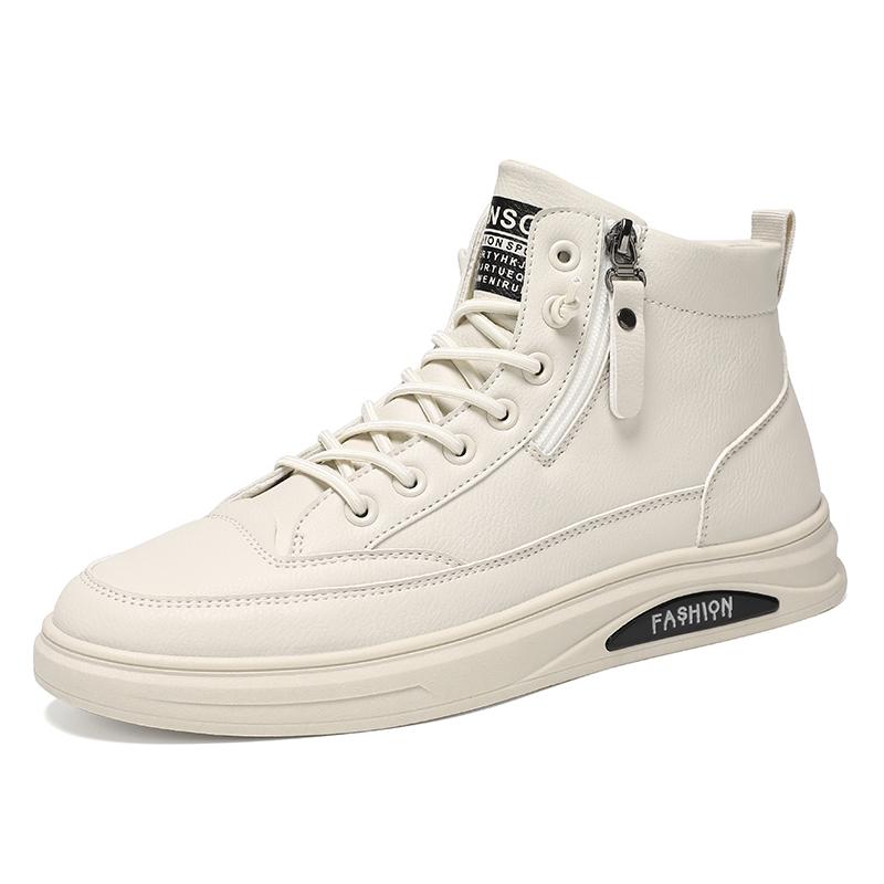 Men's Casual Leather Boots Spring and Autumn Mid Cut Outdoor Boots Soft Sole Comfort Flat Bottom Fashion Versatile Trendy Boots
