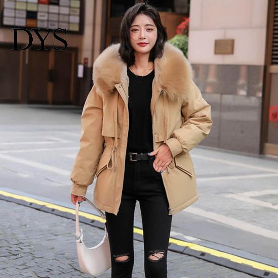 Drawstring Waist Coat Women Padded Jacket Thickened Plush Lined with Winter Stylish Outerwear Warm Puffer Faux Fur Hood for Work Streetwear