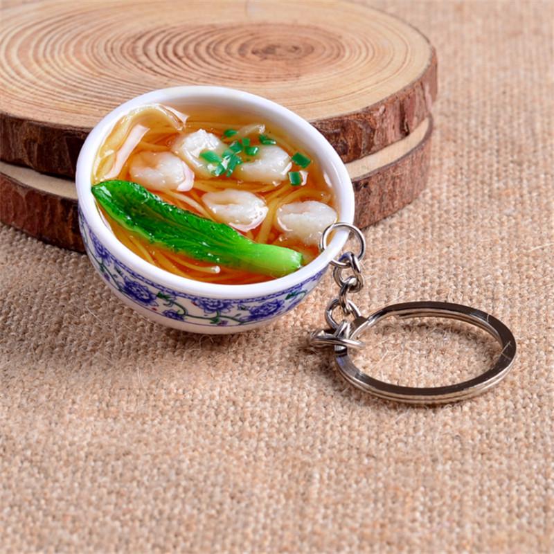 Key rings simulation chinese food blue and white porcelain bowling keychain car keyrings