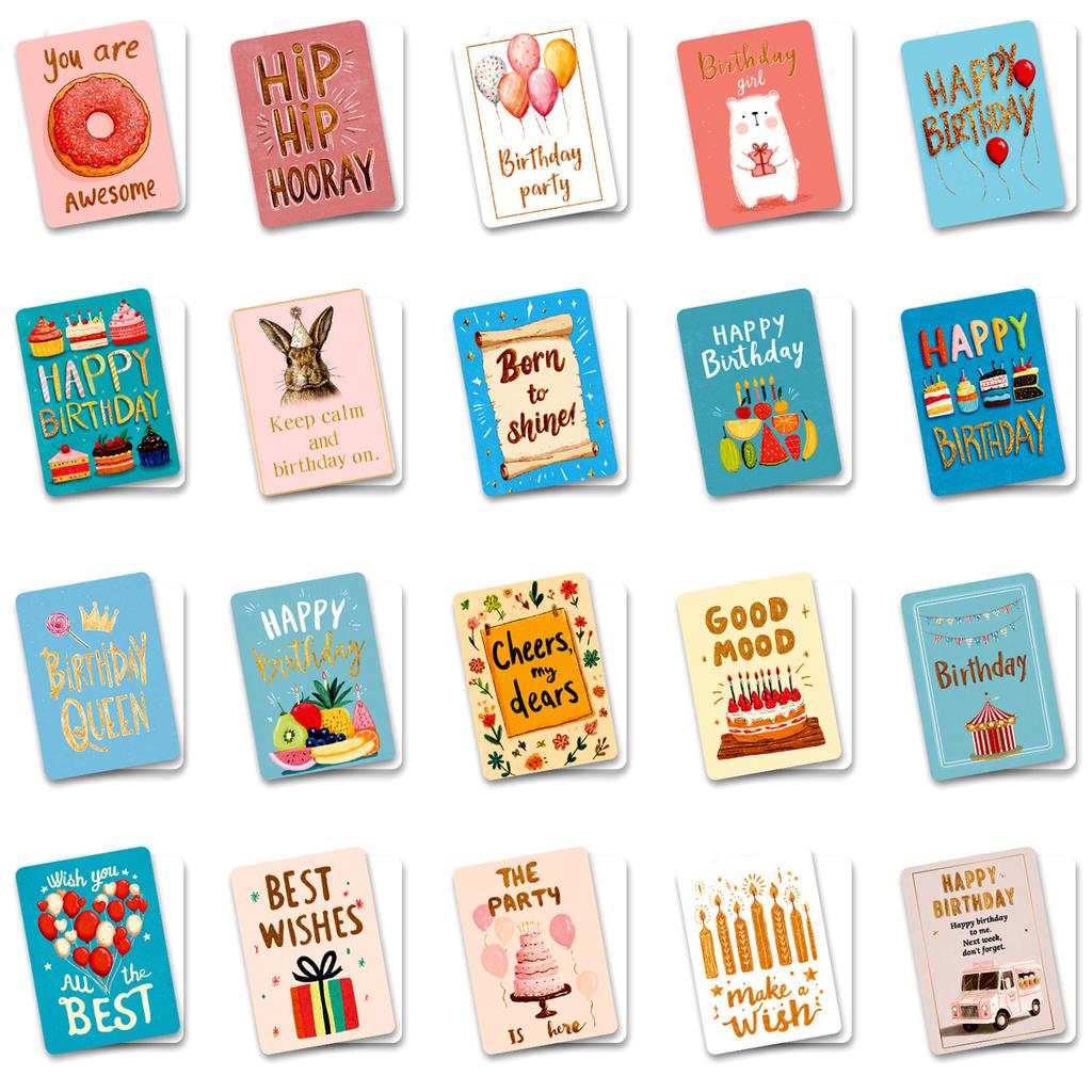 50 Pcs Creative Birthday Decorative Cards - Party Atmosphere Decoration, Blessing Greeting Cards, Scrapbook Sticker Set