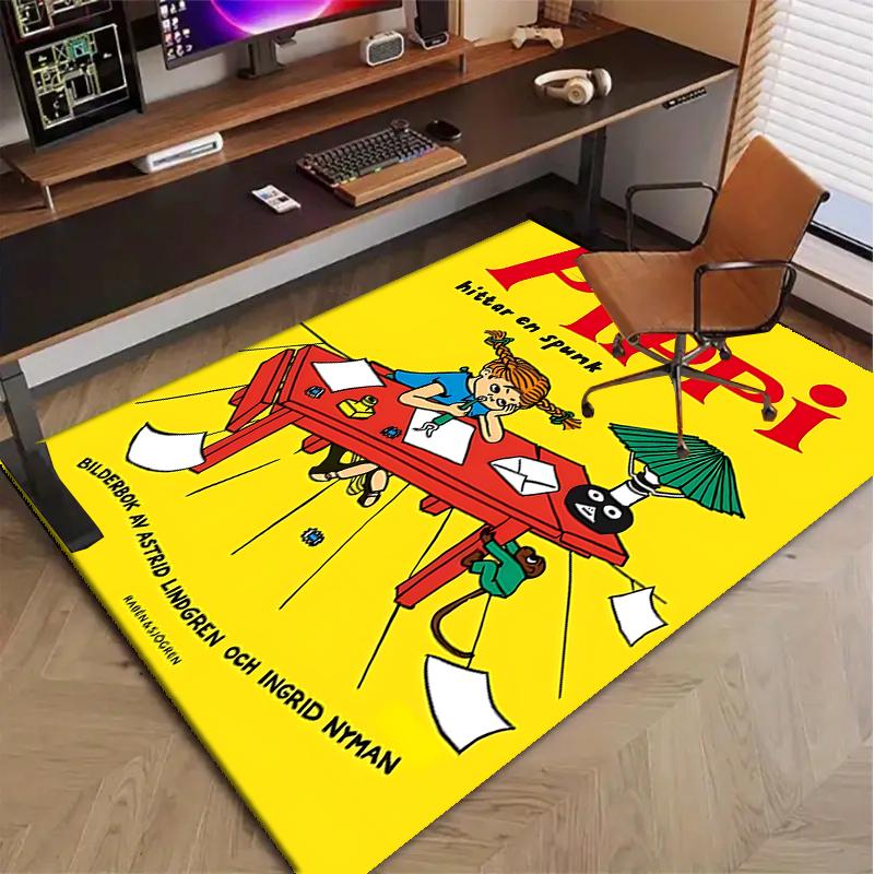 Pippi Longstocking Polyester Carpet, Soft Indoor Mat for Office Chair, Living Room, Computer Desk - Decorative Home Office Rug Design