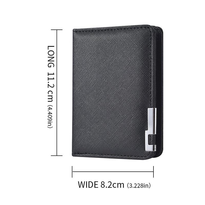 Black Faux Leather Slim Business-Style Wallet With Multiple Card Slots Credit Card & Driver'S License Holder Geometric Design