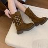 Thick-soled Medium Tube Martin Boots Women's Shoes 2025 New Black British Wind Locomotive Boots Short Boots Spring and Autumn Western Single Boots