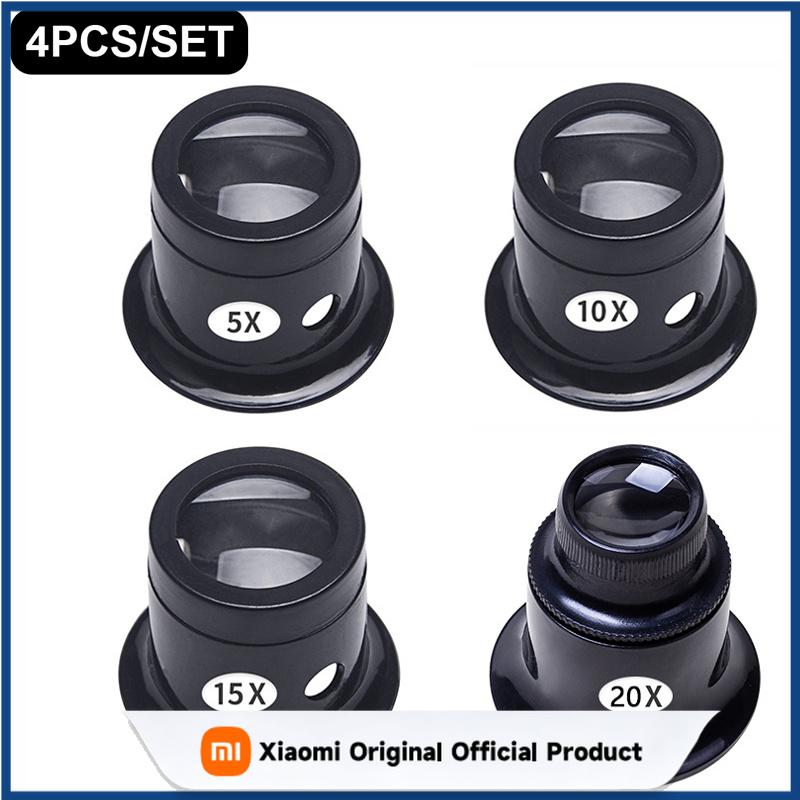 Xiaomi 4pcs/set Eye Loupe Magnifiers 5x/10/15x/20x Watch Repair Tool Kit Jewelry Loupe Eyepiece Magnifiying Glass Watchmaker Tools