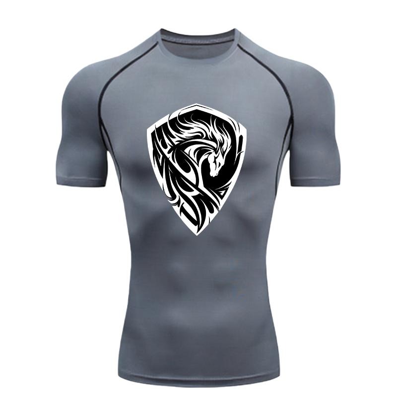 Horse Pattern  Men's Sports T-shirt Training Fitness Tops Quick Dry Short Sleeve T-Shirt Tees Workout T-Shirt Rashguard