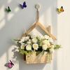 Wall Hanging Artificial Flower Pot for Living Room TV Background with Greenery Planter.